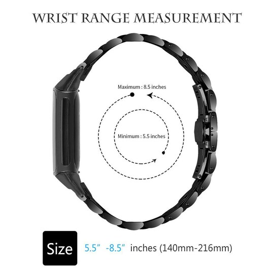 Fitbit Charge 5 rannekoru ruostumatonta terästä musta