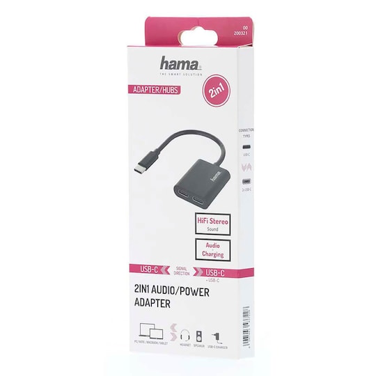 HAMA USB-C Audio/Charging Adapter 2-in-1
