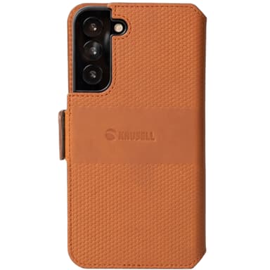 Krusell Nahkainen puhelinlompakko Galaxy S22+ konjakki