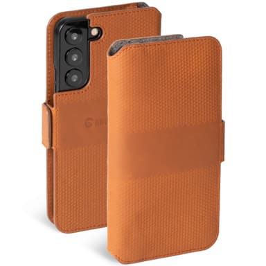 Krusell Nahkainen puhelinlompakko Galaxy S22+ konjakki