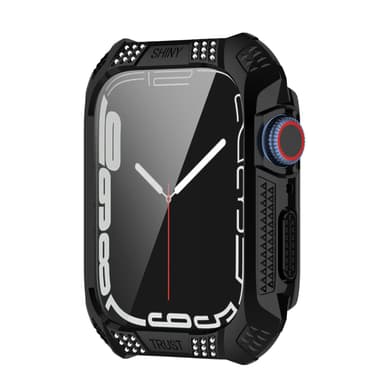 INF Apple Watch 7 41 mm:n kanssa yhteensopiva kotelo näytönsuojalla Musta