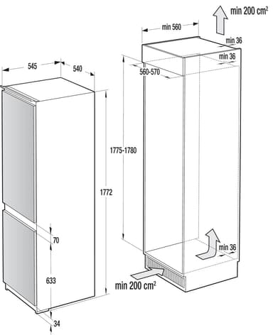 Gorenje jääkaappipakastin NRKI4182E1 integroitava