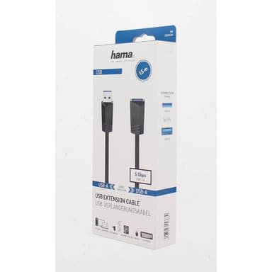 HAMA Cable USB Extension 3.0 5 Gbit/s 1.5m Black
