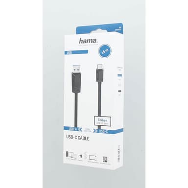 HAMA Cable USB-C - USB-A USB 3.2 5 Gbit/s 1.5m Black