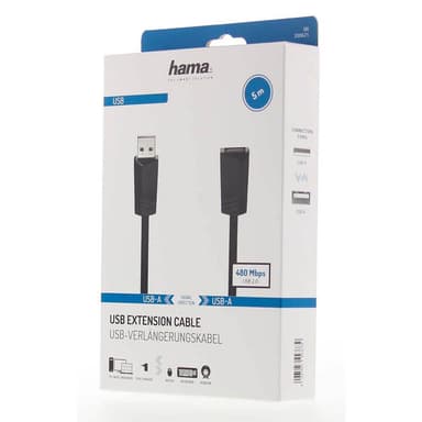 HAMA Cable USB 2.0 Extension 480 Mbit/s 5.0m Black