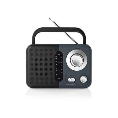 Nedis FM-radio | Kannettava malli | FM | Akkukäyttöinen / Verkkovirtakäyttöinen | Analoginen | 2.4 W | Mustavalkoinen näyttö | Bluetooth® | Kuulokkeiden lähtöliitäntä | Kantokahva | Harmaa / Musta