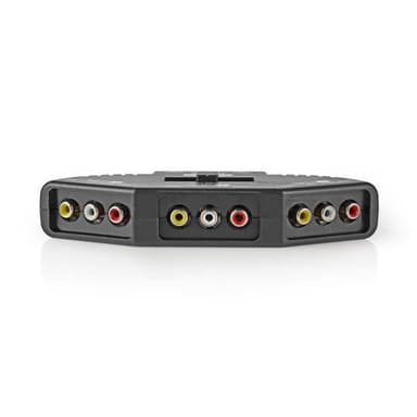 AV-Kytkin, 3 Porttia | 3 x RCA (RWY) -Tulo - 1x RCA (RWY) -Lähtö | Musta