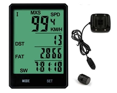Polkupyörän tietokone LCD-näytöllä, Musta