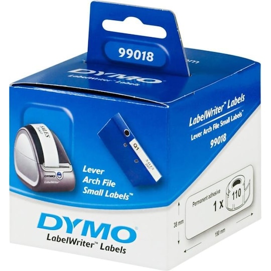 DYMO LabelWriter pitkä valkoinen arkistointitarra 38x190mm,1-p(110kpl