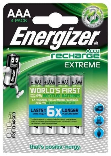 Ladattava NiMH Akku AAA 1.2 V Extreme 800 mAh 4-Blisteri