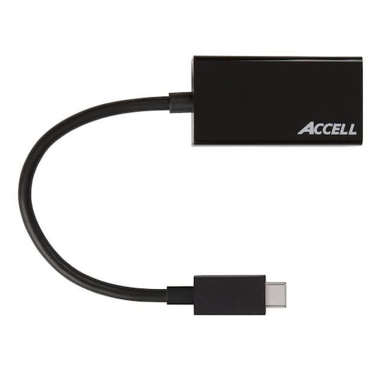 Accell USB-C - VGA-sovitin, 2560x1600 60Hz, DP ALT mode, 0,15m, musta