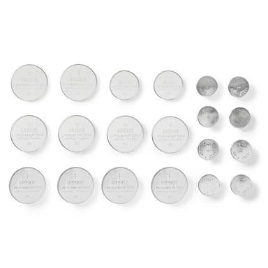 Nedis Litium/Alkali Nappiparistosarja | 1.5 / 3 V DC | Alkaali / Litium | CR1620 / CR2016 / CR2025 / CR2032 / LR43 / LR44 / LR54 | Paristojen määrä: 20 kpl | Erilaisia laitteita