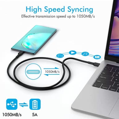 NÖRDIC 3m USB3.2 Gen2 SuperSpeed ​​​​USB 10 Gbps USB-C–C PVC-kaapeli, jossa on virransyöttö 100 W, 4K60 Hz video ja merkkivalo