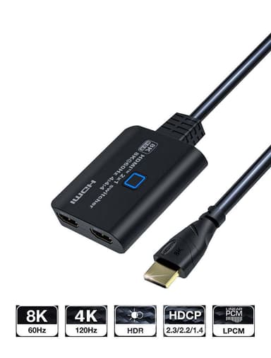 NÖRDIC HDMI 2.1 -kytkin 2 - 1 8K60Hz 4K120Hz 48Gbps HDR HDCP2.3 Surround 7.1 CEC
