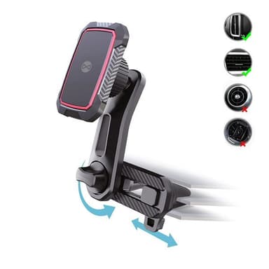 Säädettävä magneettinen mobiiliteline auton tuuletusritilään