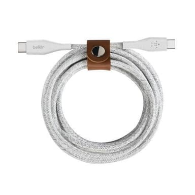 BOOST CHARGE USB-C–USB-C-kaapeli hihnalla, 1M, valkoinen