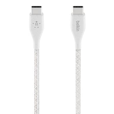 BOOST CHARGE USB-C–USB-C-kaapeli hihnalla, 1M, valkoinen
