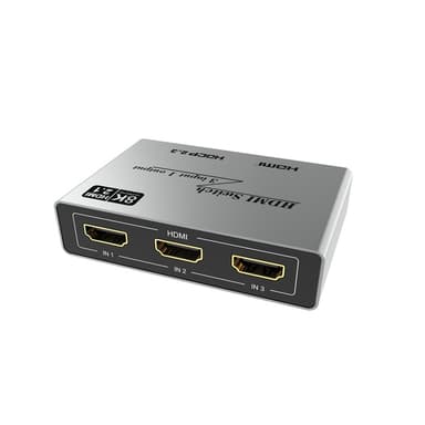 HDMI 2.1 -kytkin, jossa 3 porttia harmaa