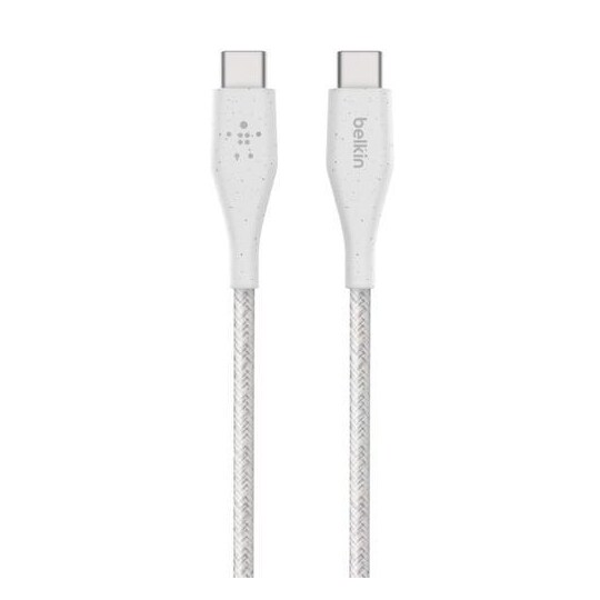 BOOST CHARGE USB-C–USB-C-kaapeli hihnalla, 1M, valkoinen