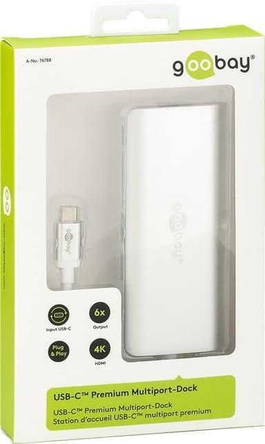 USB-C™-multiportadapter HDMI 4k 30 Hz, USB, CR, RJ45, PD, aluminium, silver