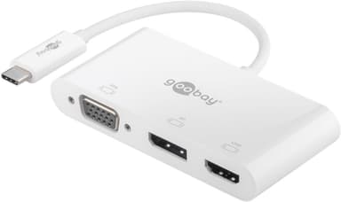 Goobay USB-C™-moniporttinen sovitin, jossa VGA, DisplayPort™, HDMI™