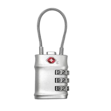 TSA matkatavaroiden lukko 3 numeroa 87x33 mm Hopea