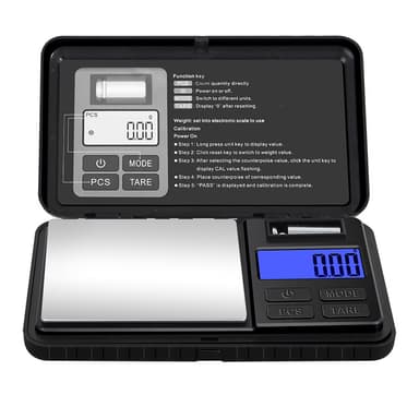 Kannettava digitaalinen vaaka 500g / 0,1g Musta