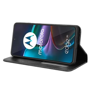 Wallet Stand Flip -puhelinkotelo Motorola Edge 30 5G: lle - musta