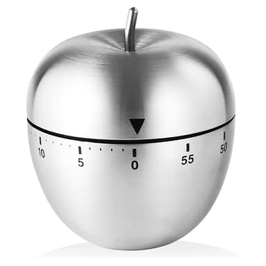 Mekaaninen keittiökello / munaajastin Apple ruostumaton teräs Hopea