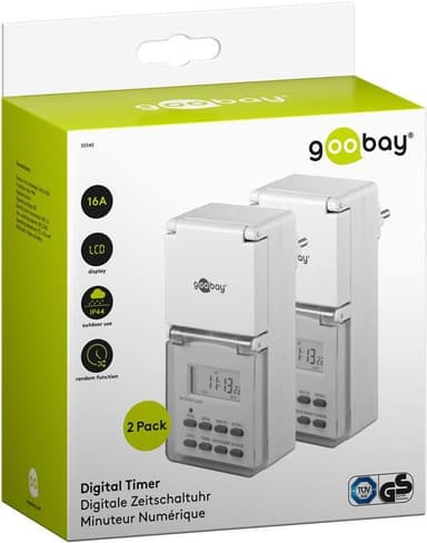 Goobay 2 kpl sarja, digitaalinen ajastin IP44