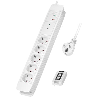 Haaroituspistoke 5-tie kauko-ohjauksella 433 MHz 1,5 m Valkoinen