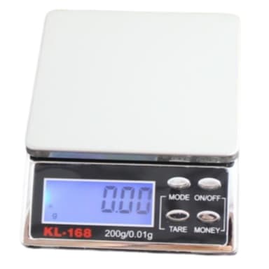 Pieni digitaalinen vaaka pölysuojalla 500g / 0,1g hopeaa