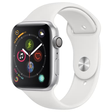 Apple Watch Series 4 44mm (hopea/valkoinen urheiluranneke)