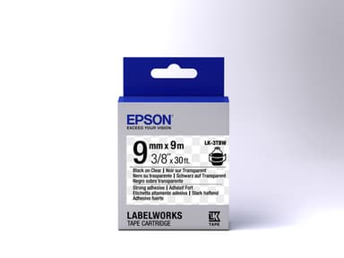 Epson tarrakasetti vahva liima - LK-3TBW vahva liima musta/kirk. 9/9, Musta, Lä