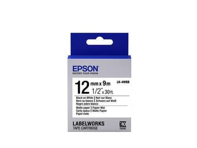 Epson tarrakasetti mattapaperi - LK-4WBB mattapap. musta/valk. 12/9, Musta valko