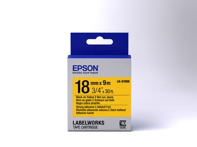 Epson tarrakasetti vahva liima - LK-5YBW vahva liima musta/kelt. 18/9, Musta kel