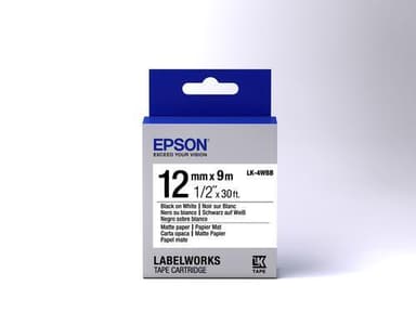 Epson tarrakasetti mattapaperi - LK-4WBB mattapap. musta/valk. 12/9, Musta valko