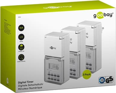 Goobay 3 kpl sarja, digitaalinen ajastin IP44