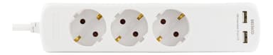 Power strip 3xCEE 7/4, 1xCEE 7/7, 1.5m cable, 2xUSB-A, white