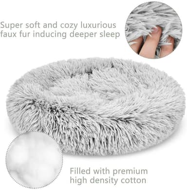 Mjuk och gosig hundbädd diameter 70 cm Ljusgrå