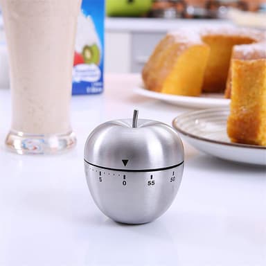 Mekaaninen keittiökello / munaajastin Apple ruostumaton teräs Hopea