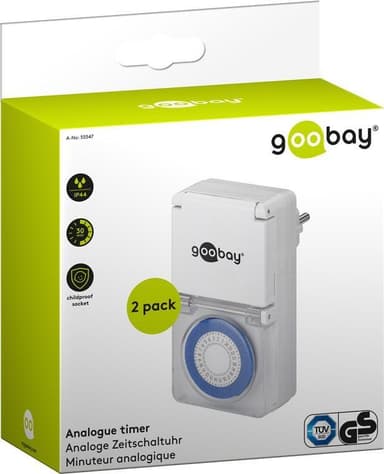 Goobay 2 kpl sarja, analoginen ajastin IP44
