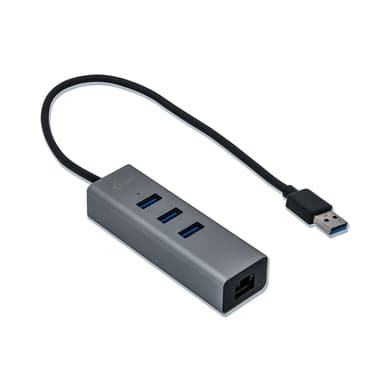 i-tec Metal U3METALG3HUB, USB 3.2 Gen 1 (3.1 Gen 1) Type-A, RJ-45, USB 3.2 Gen 1