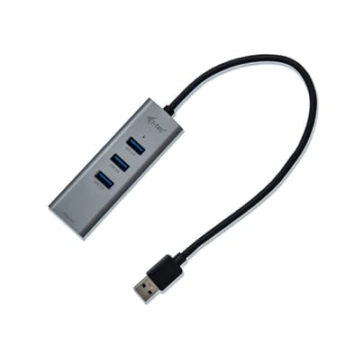 i-tec Metal U3METALG3HUB, USB 3.2 Gen 1 (3.1 Gen 1) Type-A, RJ-45, USB 3.2 Gen 1