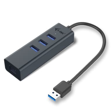 i-tec Metal U3METALG3HUB, USB 3.2 Gen 1 (3.1 Gen 1) Type-A, RJ-45, USB 3.2 Gen 1