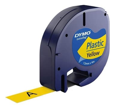 DYMO LetraTAG plasttejp, gul, 12mm, 4m (91222)