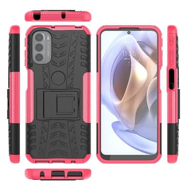 Iskunkestävä kuori jalustalla Motorola Moto G31 - Vaaleanpunainen