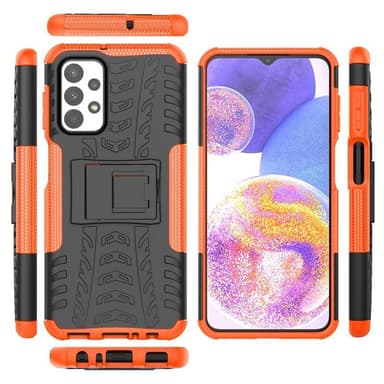 Iskunkestävä kuori jalustalla Samsung Galaxy A23 5G - Oranssi