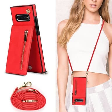 Zipper kaulakorukotelo Samsung Galaxy S10 Plus - Punainen