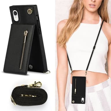Zipper kaulakorukotelo Apple iPhone XR - Musta